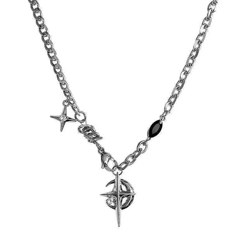 CRESCENT STAR Chain Necklace