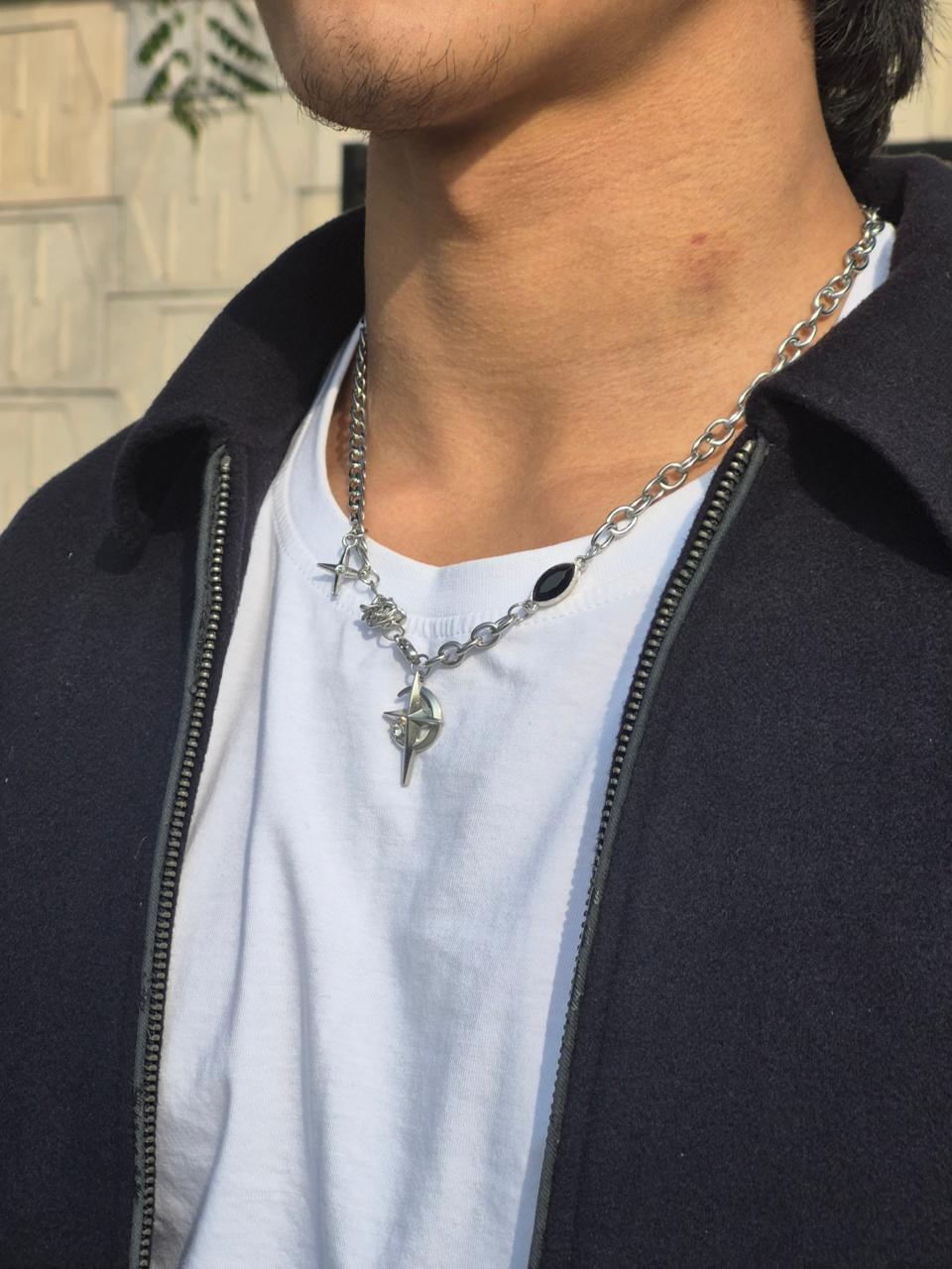 CRESCENT STAR Chain Necklace