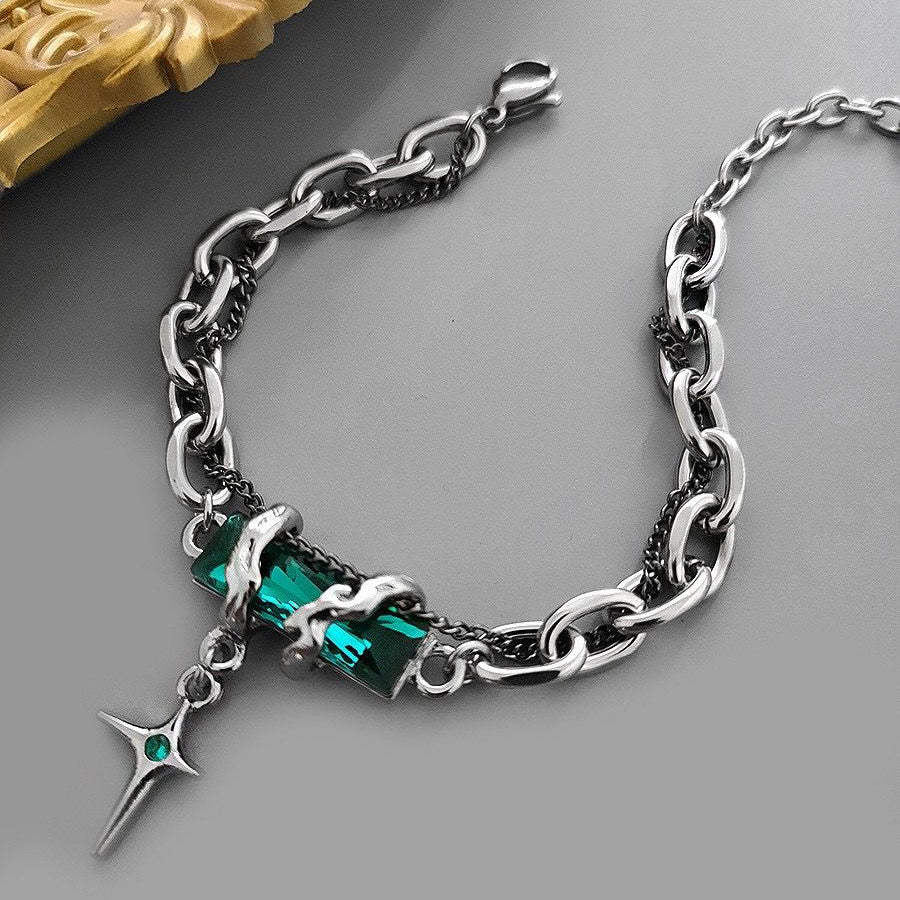 OBSIDIAN Green Dual Chain Bracelet
