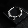 Silver Cross Bead Bracelet