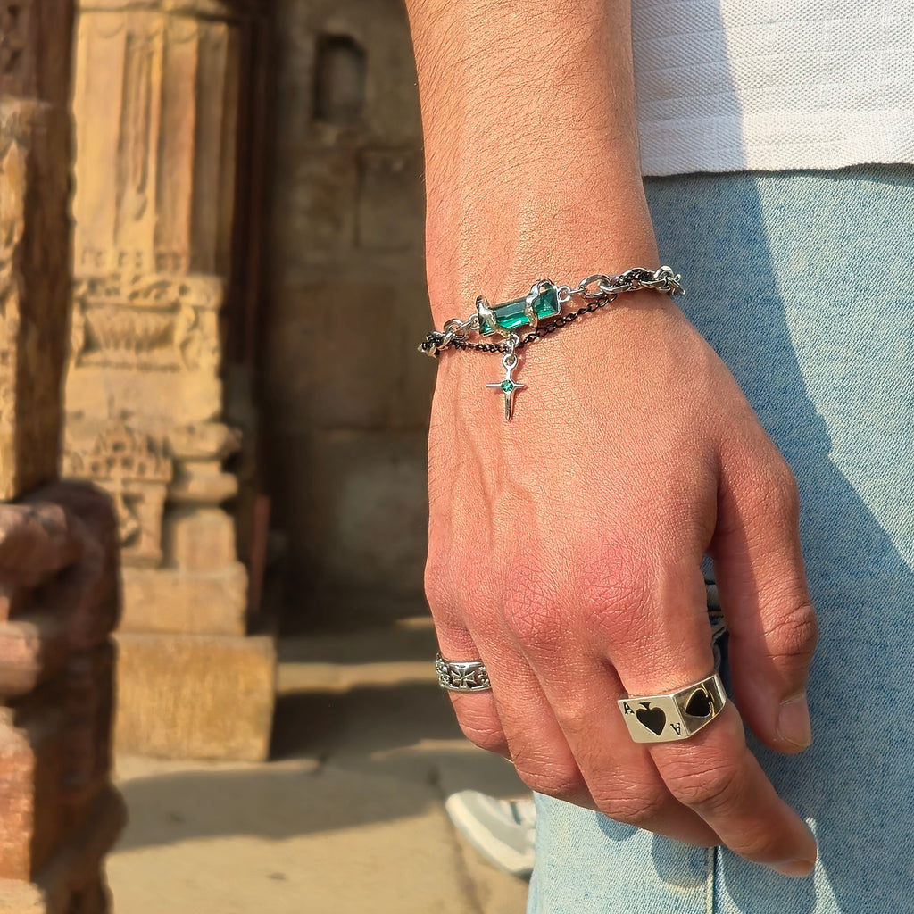 OBSIDIAN Green Dual Chain Bracelet