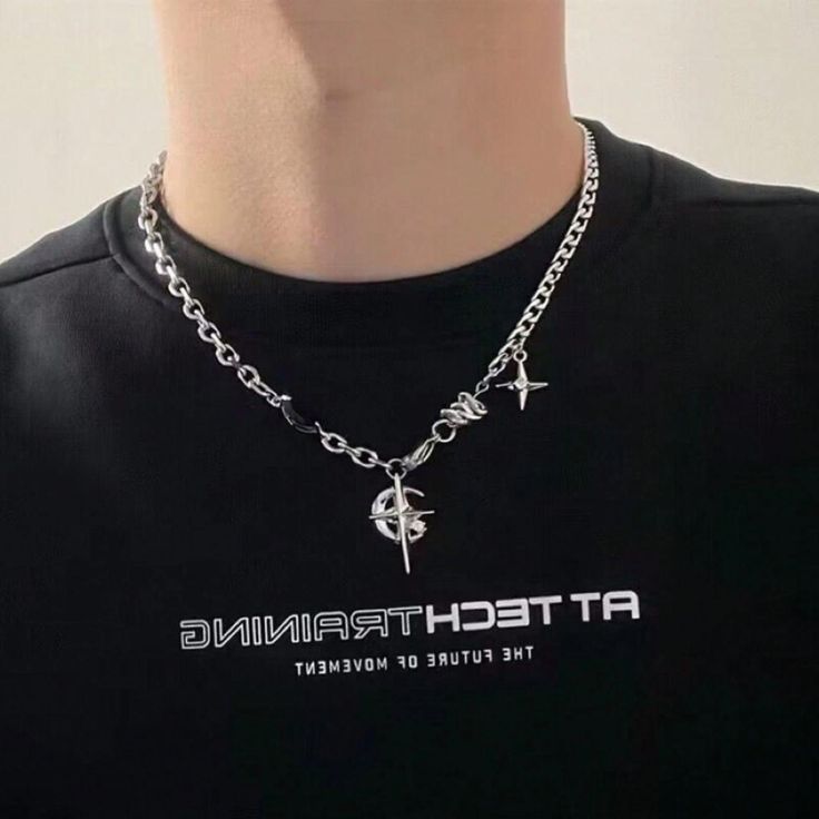 CRESCENT STAR Chain Necklace