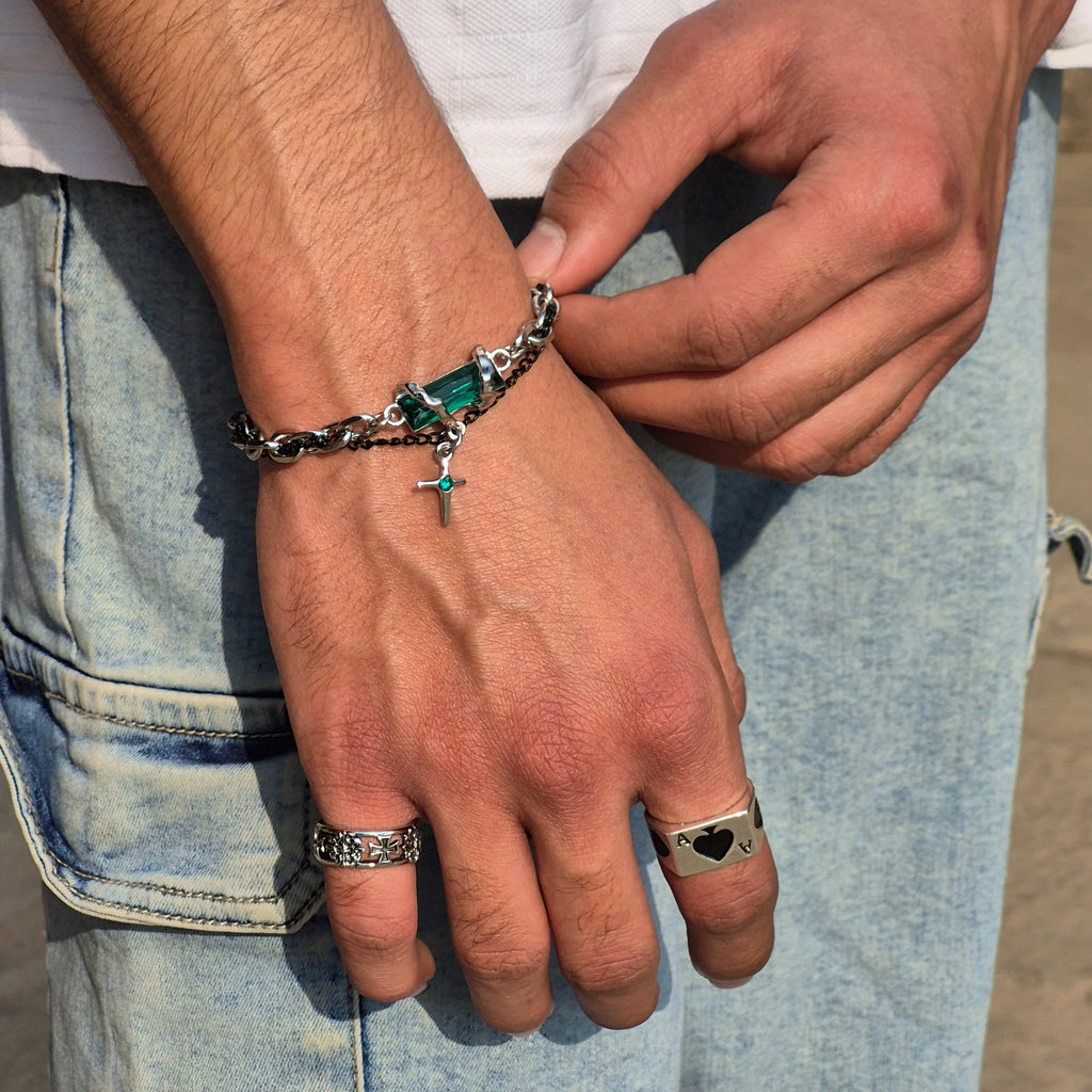OBSIDIAN Green Dual Chain Bracelet