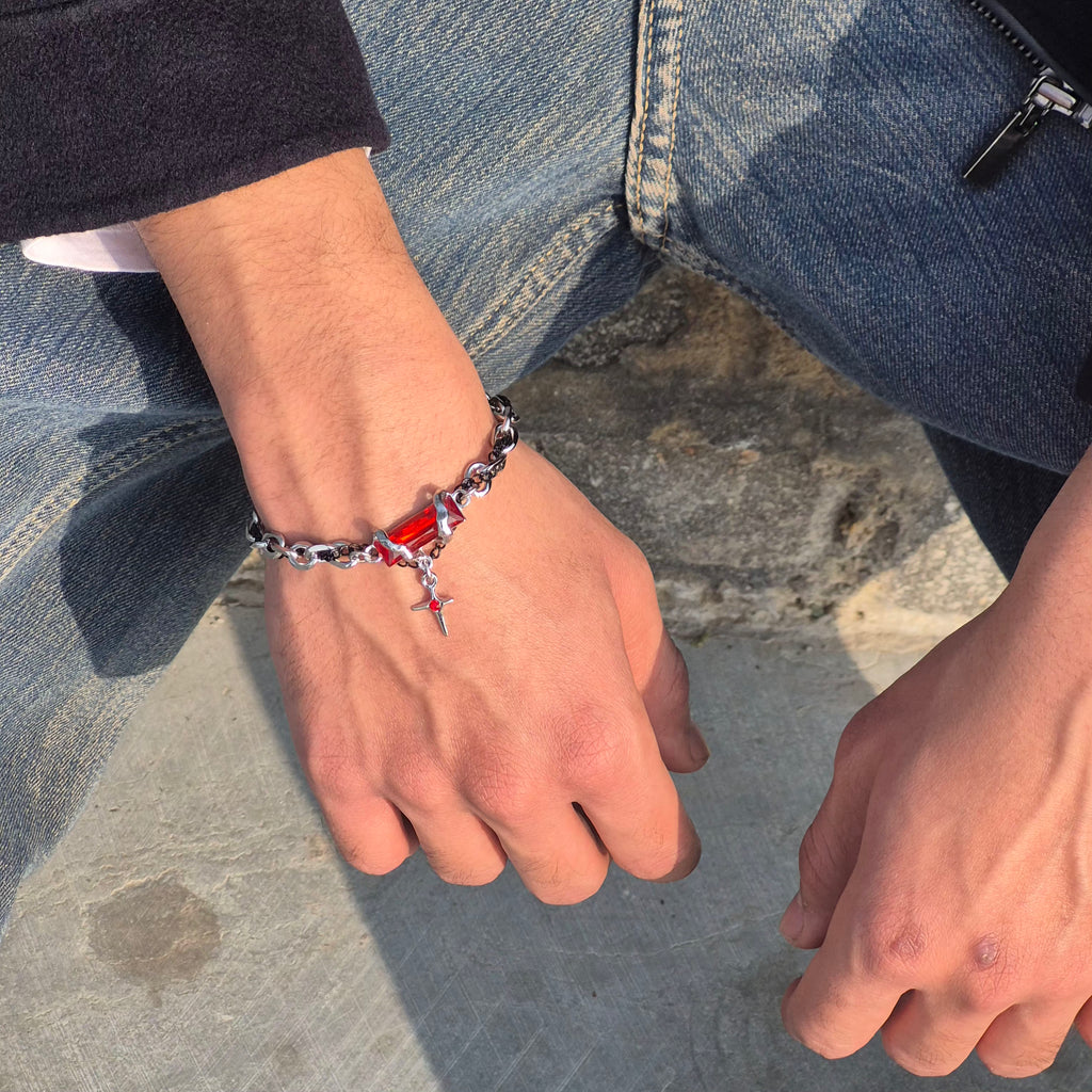 OBSIDIAN Red Dual Chain Bracelet