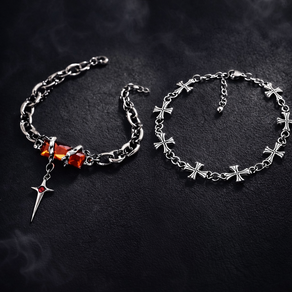 Red Obsidian & Chrome Heart